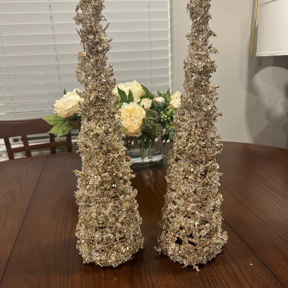 Gold Glitter Cone Trees